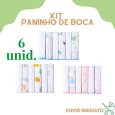 Kit 6 Paninho pano de Boca Paninho Fralda de Bebe 100% Algodão 30cmx30cm