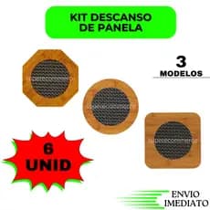 Kit 6 Descanso de Panela em MDF 14,5 Bambu Apoio de Panela Quente Protetor de Mesa Cozinha