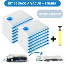 Kit Sacos a Vácuo 50x60 + Bomba Manual Organização de Roupas Mala Viagem Guarda Roupas