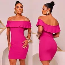 Vestido Babadinho canelado Ombro a Ombro
