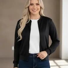 Jaqueta Feminina Lisa com Zíper Academia bomber corta vento dia a dia