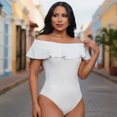 Body Maio Branco com Babado Feminino