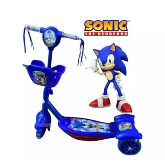 Patinete Infantil Sonic Mania Cesta Luzes Musical 3 Rodas+Promoçao