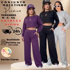 conjunto MOLETINHO calça pantalona + blusa manga longa , premium , elegante , confortavel  feminino