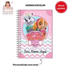 Agenda Escolar Patrulha Canina Rosa Personalizada