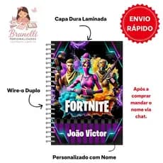 Caderno 10 Matérias Fortnite Personalizado.