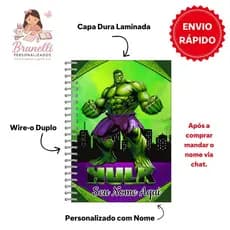 Caderno 10 Matérias Incrível Hulk Personalizado com adesivo.