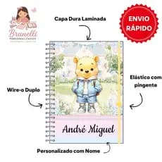 Agenda escolar ursinho Pooh Aquarela Personalizada.
