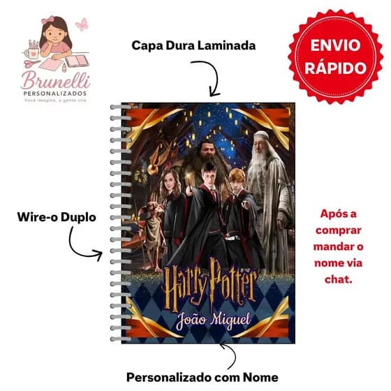 Caderno 10 Matérias Harry Potter Personalizado