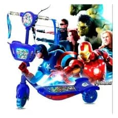 Patinete 3 rodas infantil Vingadores musical com cesta e luz