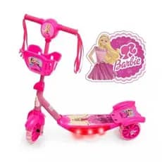 Patinete Infantil 3 Rodas Rosa Barbie Com Musica e Luz
