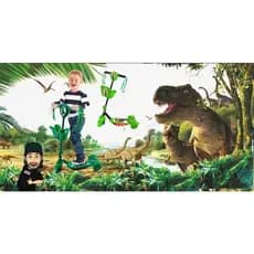 Patinete Musicas Infantil VERDE 3 Rodas C/ Cesta e Luz Dinossauros