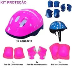 kit de Proteção Infantil Para Esportes Radicais Azul / Rosa