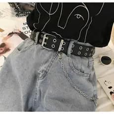 Cinto Punk Rock com corrente Ilhós duplo