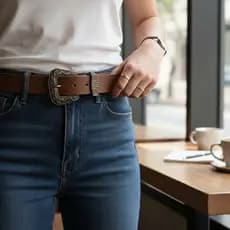 Cinto Feminino Country Caramelo com Fivela Trabalhada – Moda Atual, Alta Qualidade OURO VELHO