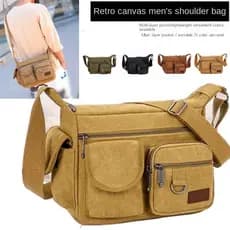 Bolsa Carteiro De Lona De Ombro Transversal Tiracolo Unisex Discreta Espaçosa Estudantes/Trabalho
