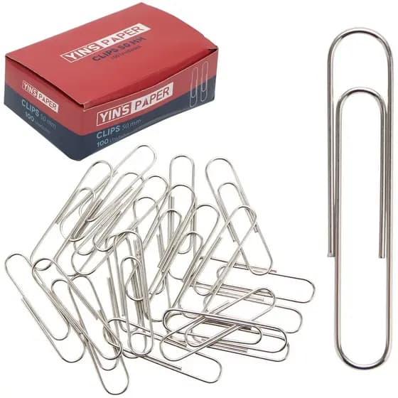 CLIPS DE METAL OVAL YINS PAPER COM 100 PECAS 33MM NA CAIXA