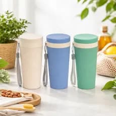 Copo Térmico de Fibra de Bambu de 350ml com alça