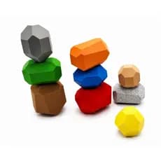 Brinquedo Sensorial de Equilíbrio Montessori | Pedras de Empilhar Coloridas | Coordenação Motora e Concentração