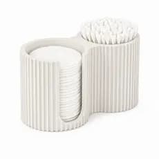 Organizador de Banheiro Canelado para Algodão| Porta Cotonete e Algodão com Tampa | Decoração Moderno