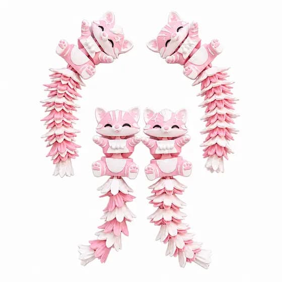 Chaveiro Gato Articulado Flexível  | Gatinho Fofo Decorativo para Bolsa e Mochila