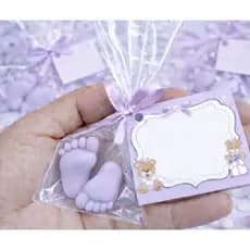 50 Sabonetes Personalizados com Mini Pezinhos para Chá de Bebê - Ursinha Princesa 25 pares