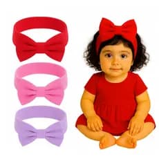 Kit 3 Turbantes Luxo na Meia de Seda Faixa Acessório Infantil para Bebês Meninas Tiara