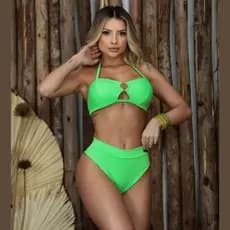 Biquini Cintura Alta Hotpant Argola Praia