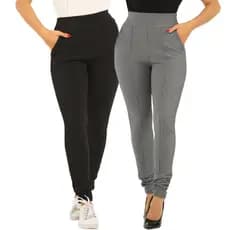 Kit 2 Calça Social Skinny Feminina Trabalho Cintura Alta Top