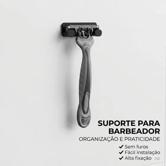 Organizador Barbeador Banheiro Sem Furo Fixação Forte 3M Prático Moderno Seguro Premium