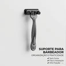 Organizador Barbeador Banheiro Sem Furo Fixação Forte 3M Prático Moderno Seguro Premium