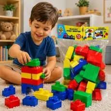 Kit Bloco de Montar Educativos – 55 Peças Coloridas – Criatividade e Coordenação - Samba Toys