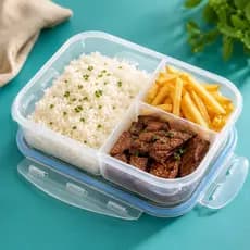 Marmita Hermética 1L com Divisória – BPA Free, 3 Cores – Ideal para Refeições Saudáveis