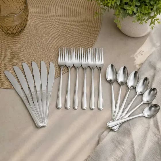 Jogo 54 Talheres Conjunto Inox Basic Restaurante, Lanchonete Kit Garfo, Faca, Colher