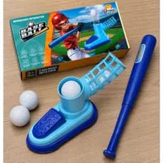 Brinquedo Infantil Baseball Lançador de Pedal com Taco + 3 Bolas