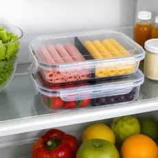 Kit 2 Porta frios Hermético Duplo Presunto e Queijo Fundo Removível Conserva os Alimentos e Organiza