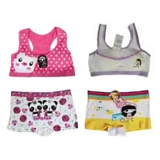 Kit 2 Sutiã Top Infantil + 2 Calcinhas Shortinho Box Lindo
