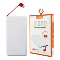 Bateria Portátil Kaidi 10000mAh KD-951 Adaptadores Tipo C e Lightning Carregamento Rápido e Prático