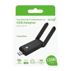 Adaptador Wifi 6g Usb 1300 Pro Potência Dupla De Antenas