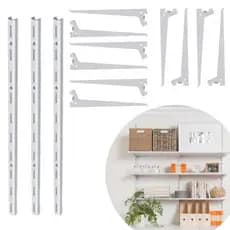 Kit Trilhos e Suportes para Prateleira Estante Modular Cremalheira (3x Trilhos E 9x Suportes)