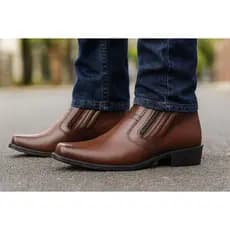 Bota Masculina Confortável Moderna Confort Casual Marrom Casual Confortável Zíper Laterais