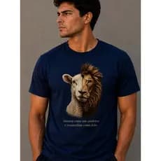 Camiseta Gospel Cristã Leão e Cordeiro Moda Evangélica Premium