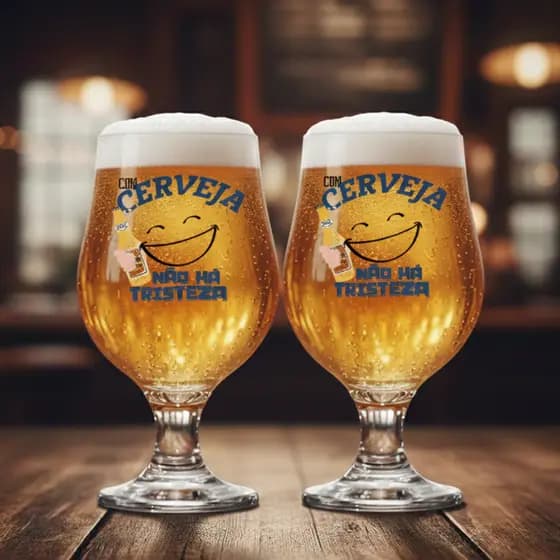 Taças de Vidro Beer Master Frase Engraçada, Jogo de 2 Taças Para Cerveja