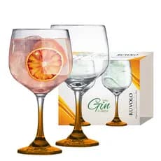 Taça de Vidro para Gin Tônica 690ml, Taça de Gin de Vidro Drinks Haste Laranja
