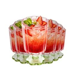 Copo Flor, Copo de Vidro Base Flor, Jogo de Copos de Vidro 240ml, 6 peças – Ruvolo