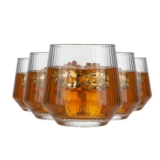 Copo de Vidro Canelado Diamante 380ml, Jogo de Copos de Vidro 6pcs – Ruvolo