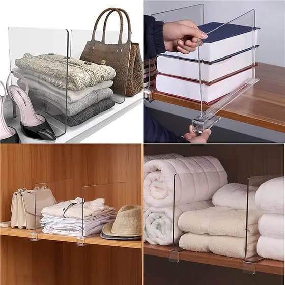 Organizador de Objetos Ajustável Para Armazenamento De Organização Casa quarto cozinha guarda roupa Prateleira Acrílico transparente