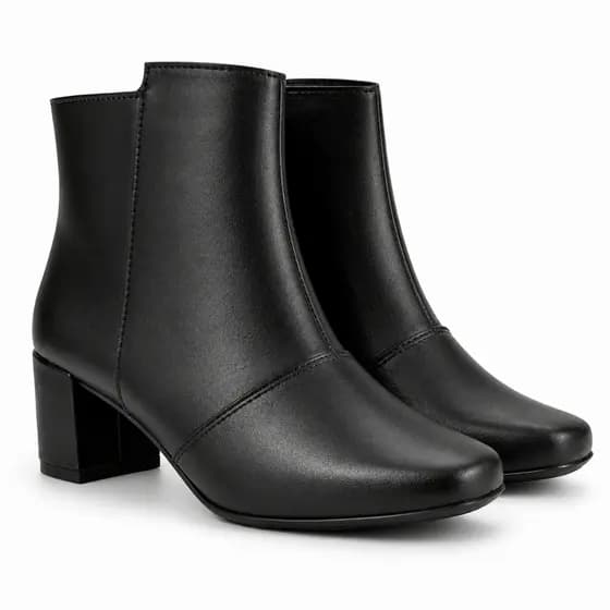 Bota Coturno Feminina Madale Salto Bico Quadrado Confortável Estilo Casual