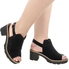 Sandália Feminina Madale Salto Grosso Plataforma Flatform Nobuck Confortável Moda Casual