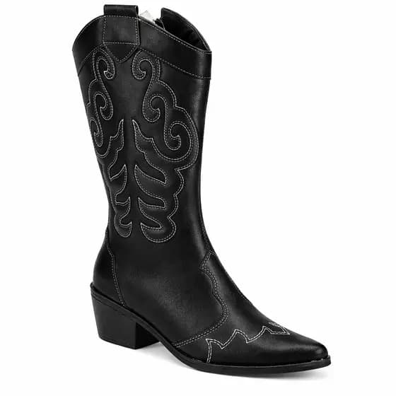 Bota Texana Feminina Madale Cano Longo Confortável Estilo Western Country